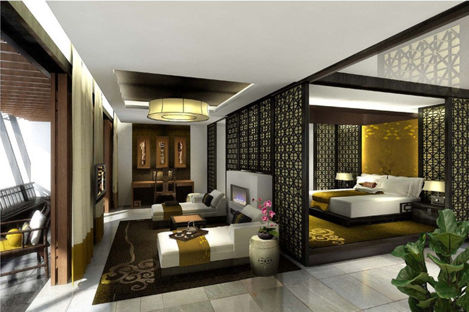 Master bedroom and guest bedroom Chinese classical style